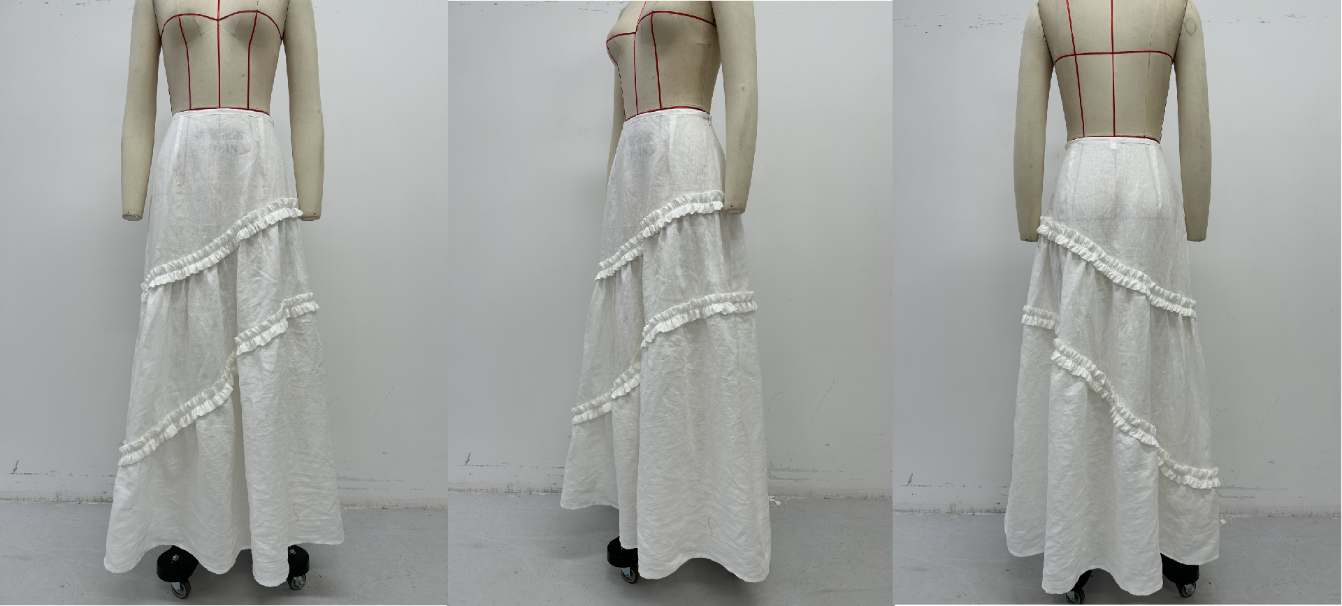 YT-V802166 : White Maxi Skirt | MOQ / MCQ : 300pcs/styles / color | Sample lead time : 1-1.5week | Production Lead time : 4-6 Weeks