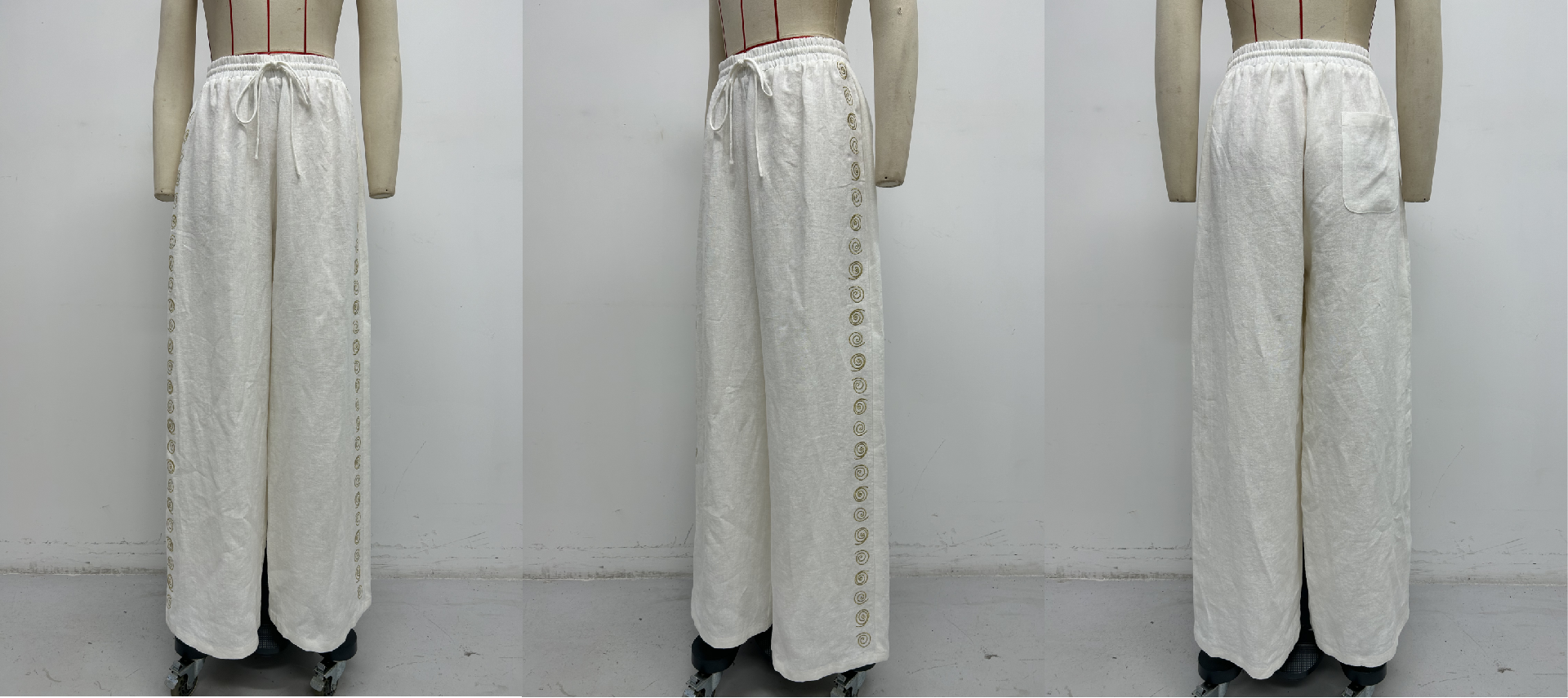 YT-V802203 : White Long Pants | MOQ / MCQ : 300pcs/styles / color | Sample lead time : 1-1.5week | Production Lead time : 4-6 Weeks